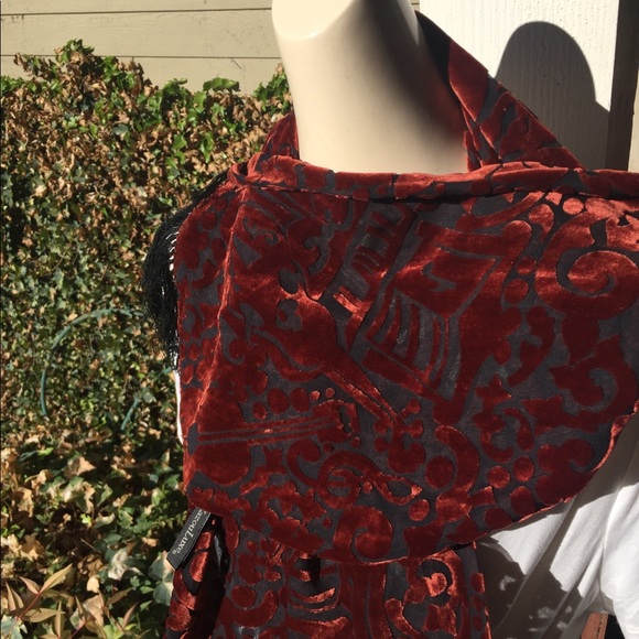 Burnt velvet burgundy and nylon scarf HP25 - Picture 5 of 5